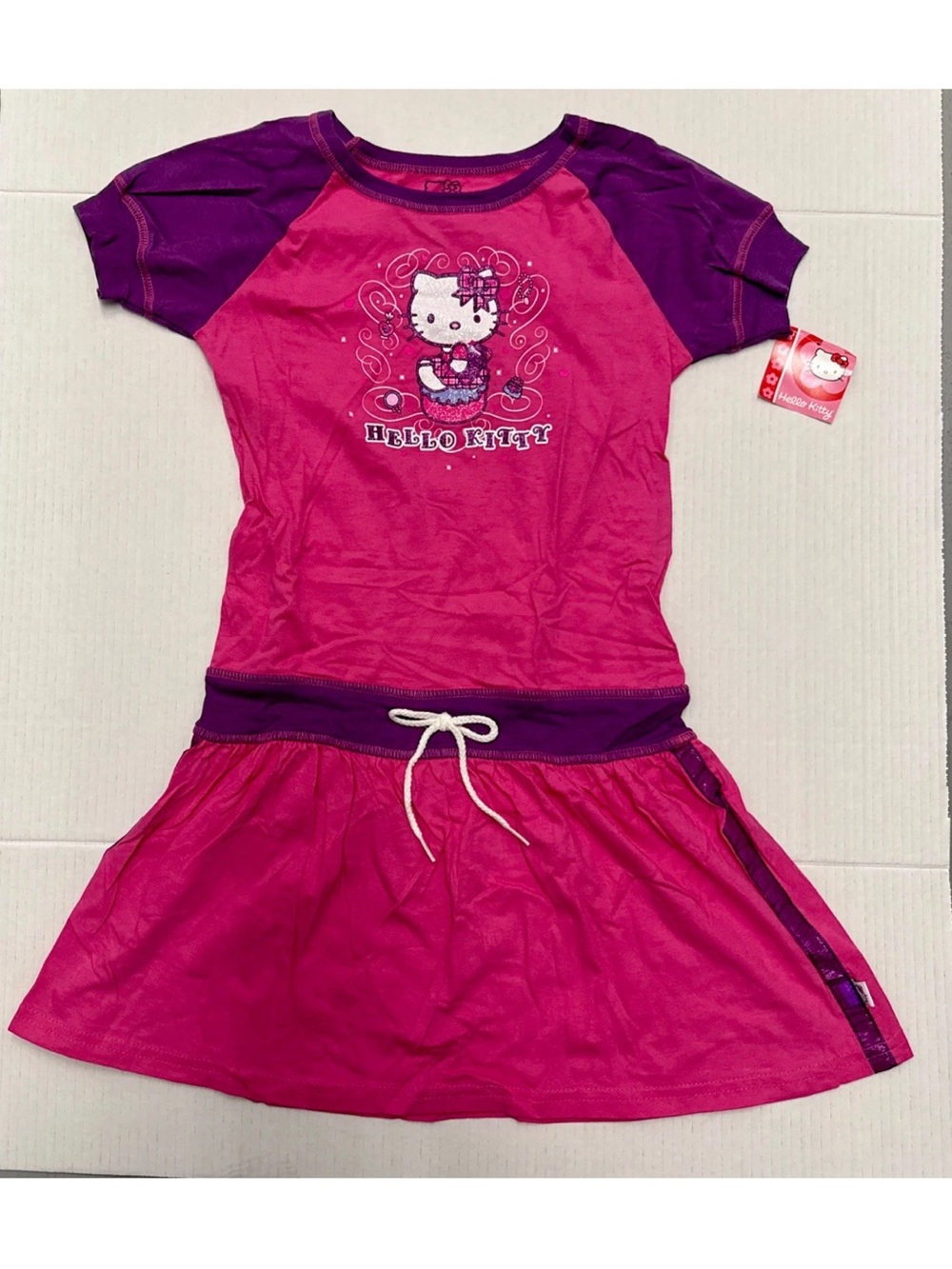 Hello Kitty girls size large dress pink and purple glitter